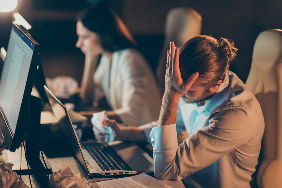 a person stressed about drug abuse and workplace