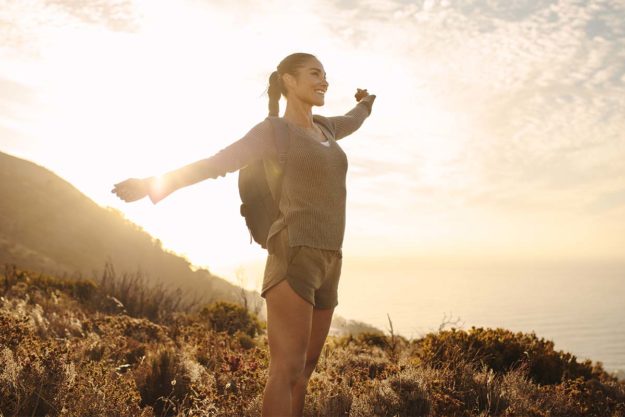 Woman reflecting upon sober goals
